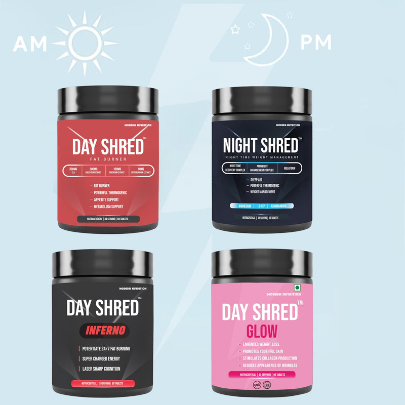 Day Shred Inferno | Advanced Day Time Fat Burner for Men Women | Appetite Suppressant | Powerful Thermogenic | Weight Loss Supplement | Belly Fat Burner | Hydroxycut | Pre Post Workout | 60 Tab