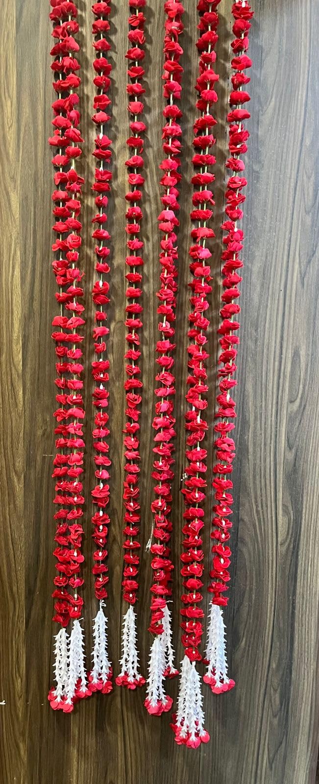 Sellplus Artificial Red Ross (Gulab), 53 Flowers in Each String/Ladi & 155 Cm/ 5 Ft Long, Garland for Decoration Festival and Home/Office Inauguration Pack of 4 (20)