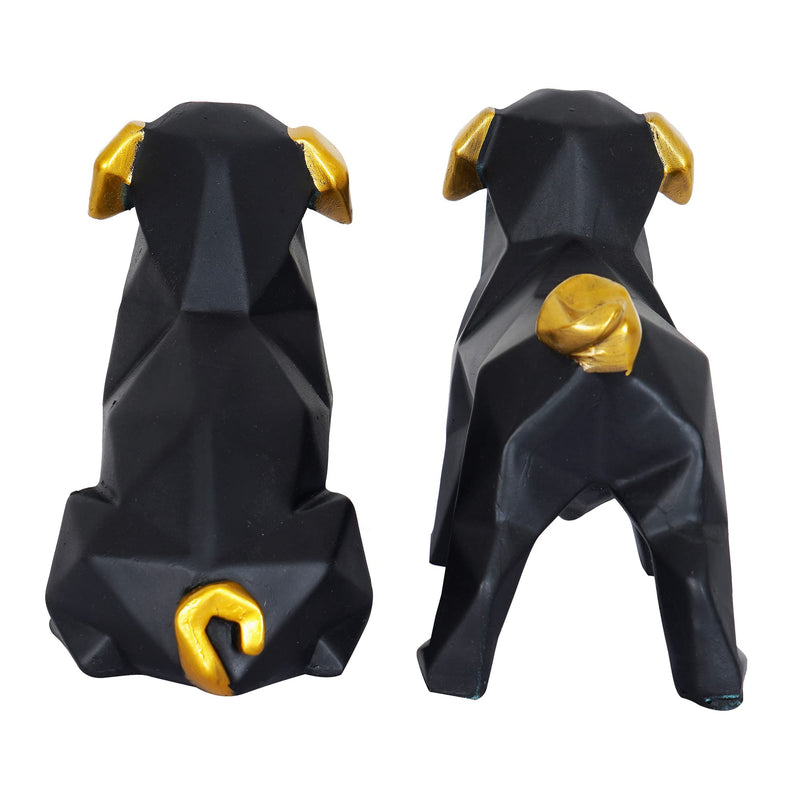 zart Black Dog Cute Pair Showpiece for Home Decoration Items Set of 2 (Black)