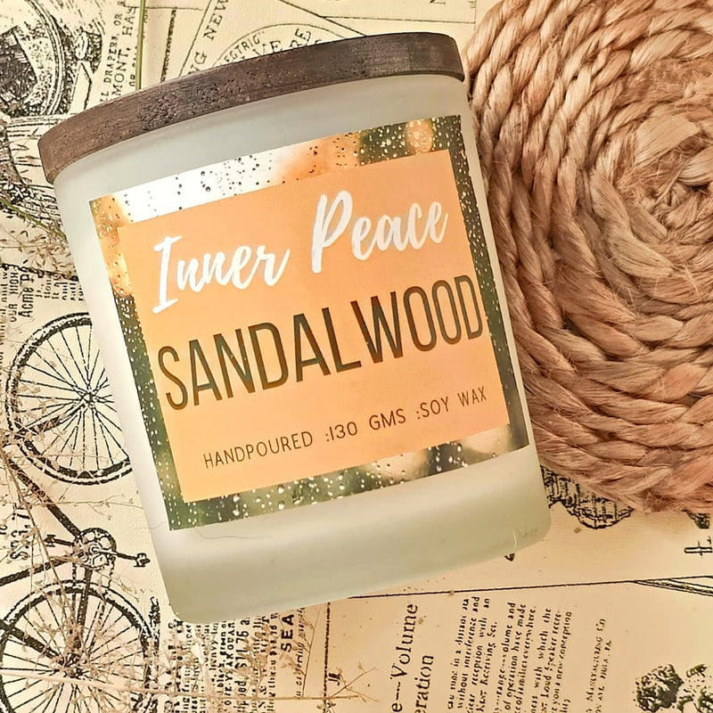 THE TINGE Sandalwood Scented Hand Poured Smokeless Pure Soy Wax Candle I Upto 30 Hours I for Birthday Anniversary Gift I Birthday Gift Fragrance Candle