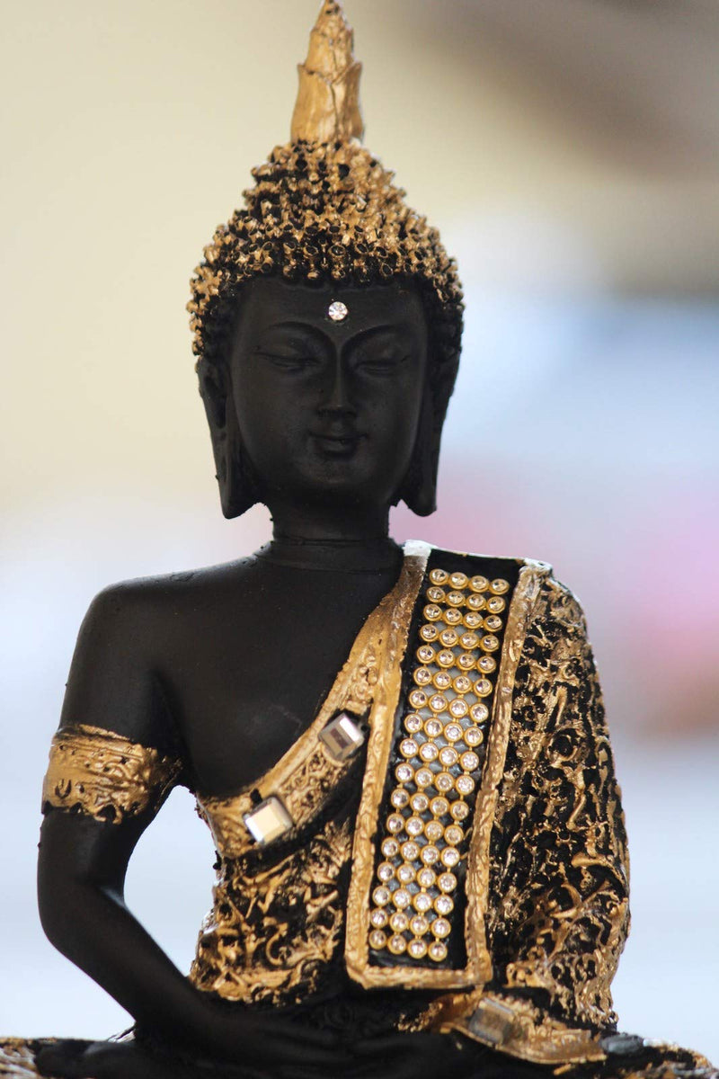 Mishtienterprises Plastic Gautam Buddha Statue, Standard, Black, 6.3 Inch