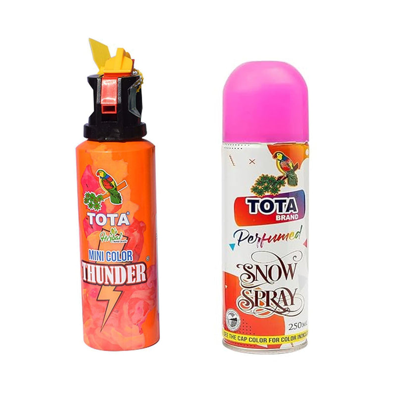 COTTONTEE Holi Festival Combo Gift Pack with Gold Gulal, Thunder Spray, Snow Spray, Herbal Colour, Balloons