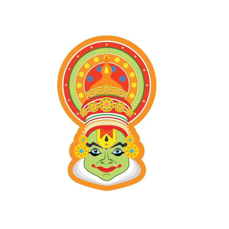 VVWV Kathakali Wall Sticker for Home Decor Living Room Bedroom Play School Printed Wall Stickers L x H 50 x 80 Cms