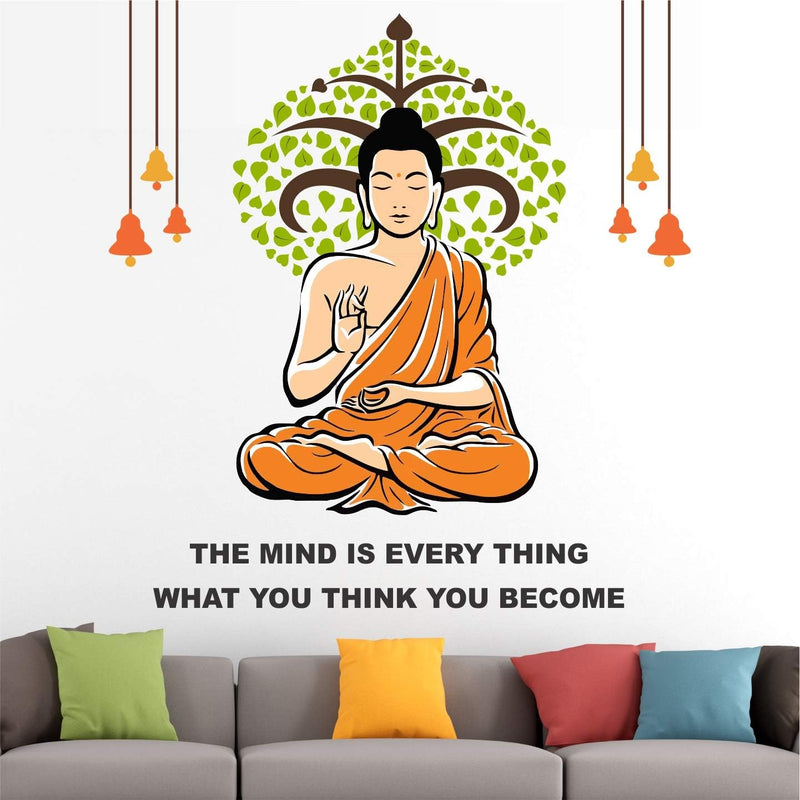 CreativeEdge PVC Vinyl Wall Sticker Buddha Quotes Motivational Design Multicolor (100 cm x 100 cm)