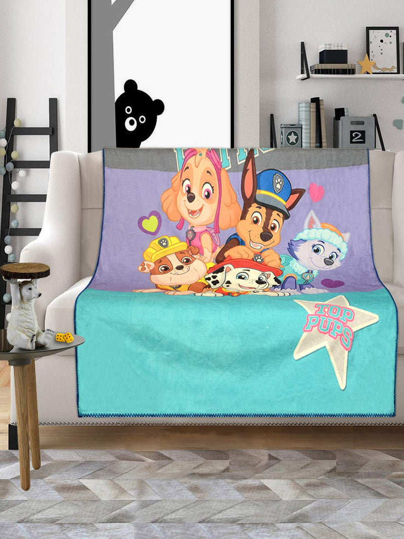 Saral Home Paw Patrol Pups Soft Velvet Reversible Blanket/Cover/Throw - 125x150 cm, Navy