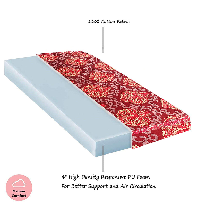 CH, COOL HOME Travel Bed 4-inch Soft Single Dual Comfort Folding Mattress (Red, Double)