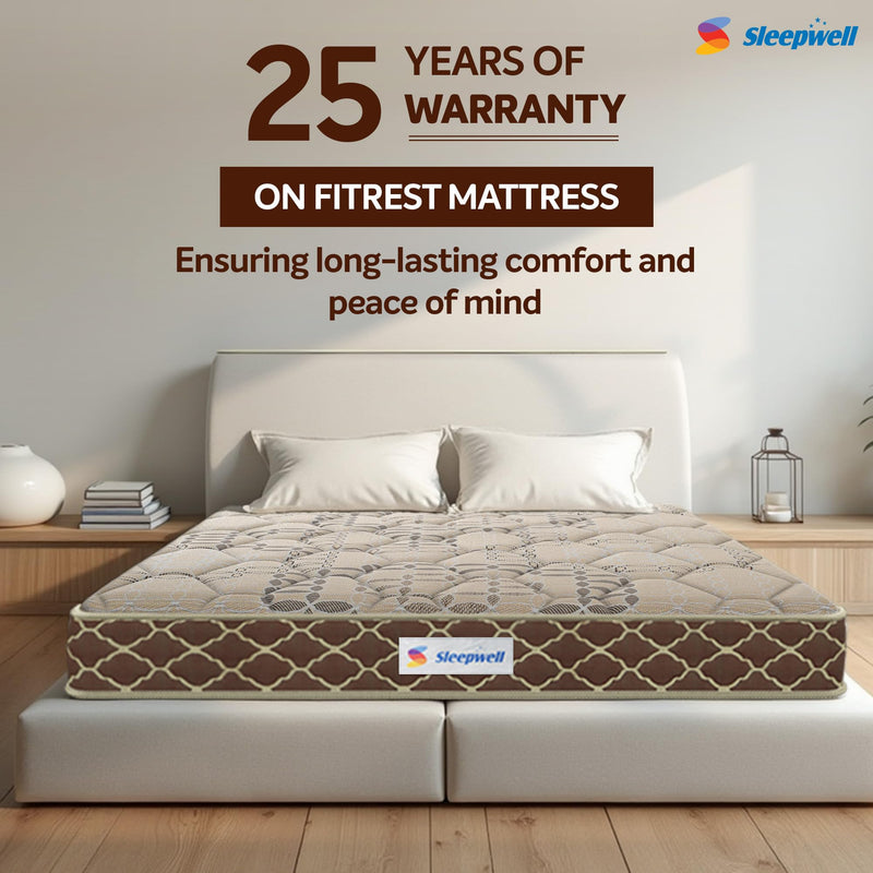 Sleepwell Pro FitRest Mattress | 25 Years Warranty | Acuprofile Technology | Impression (Memory) Foam | Neem Fresche Technology | Resitec (HR) Foam | Double-Layer Quiltec Foam | King Bed | 72X70X6