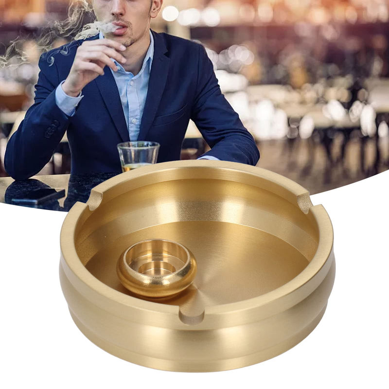 Brass Ashtray, Modern Style Brass Cigar Ashtray Easy Cleaning Portable for Home Office Desk Decoration