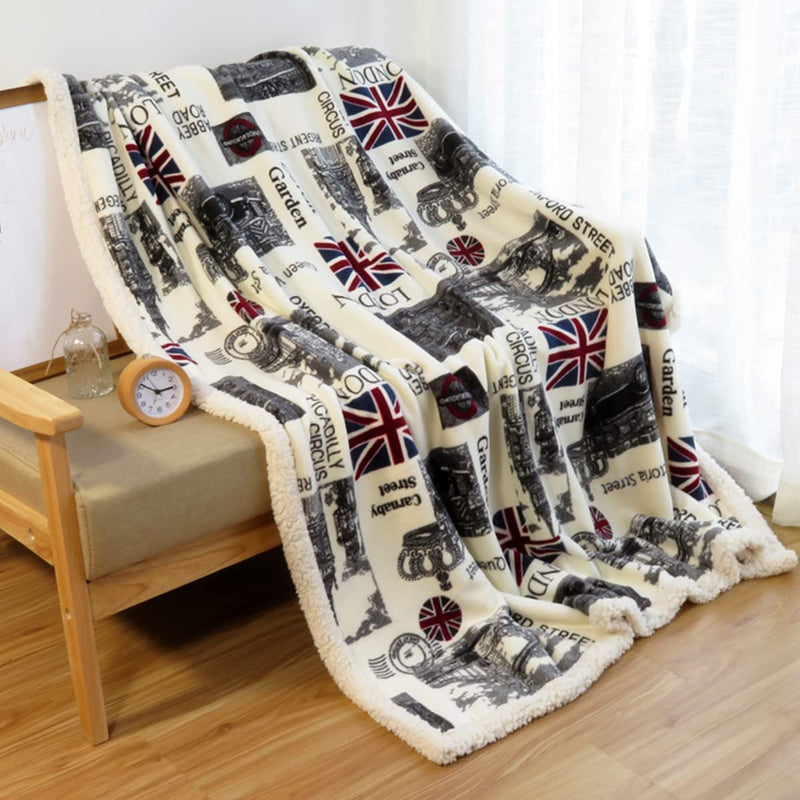 EMERGE London Oxford Flag Bed Blanket Luxury Fleece Blanket Great British Flag Chair Cabin Sofa Couch Blanket Warm Soft Plush Travel Blanket Bedspread Cover Beach Throw Blanket