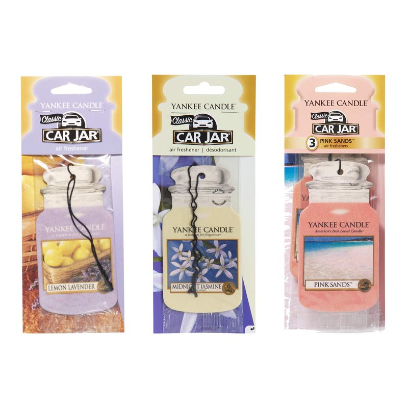 Yankee Candle Yankee Candle Car Jar Air Freshener- Pk Of 3 - Lemon Lavender, Midnight Jasmine, and Pink Sands, Multicolor, 42 g (Pack of 3)