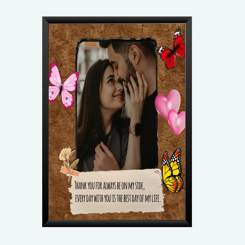 NOKKES Customized Photo Frames with Your Personalised Photos And Your Massage To Your Frends Wife Husband Sister Brother and Parpose To your valentine Wishes and Gifts (5X7 inch, Black Frame)