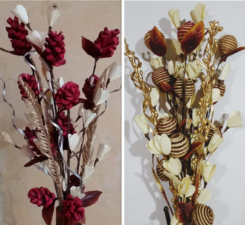 Set of 2 Beautiful Bouquet for Home Decor Dried Plant Parts and Jute/Without Vase / 48 cm Height/Eco-Freindly/Multicolour