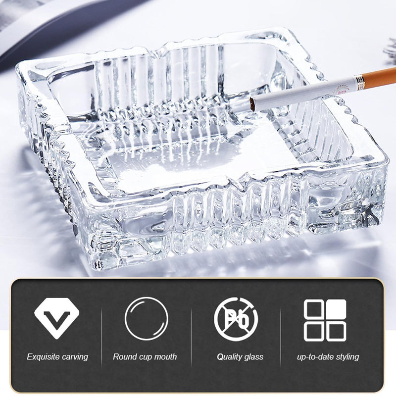 Farielyn-X Crystal Diamond Cut Round Crystal Glass Ashtray For Luxurious Indoor and Outdoor, Desktop Crystal Smoke Collectibel Glass Smoke Collectible Tray Table Decorative set of (CT)