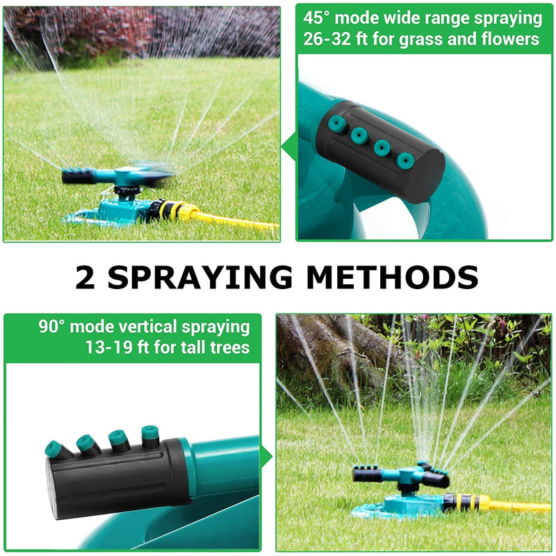 EPISKEY® Pipe And Sprinkler Set Automatic Garden Sprinkler 360 ° Rotating Adjustable Water Sprinkler Set With heavy Duty Braided 15 Meter hose Pipe,jointer, and 2 pcs leakProof Clamps for Plant Irrigation and Kids Playing