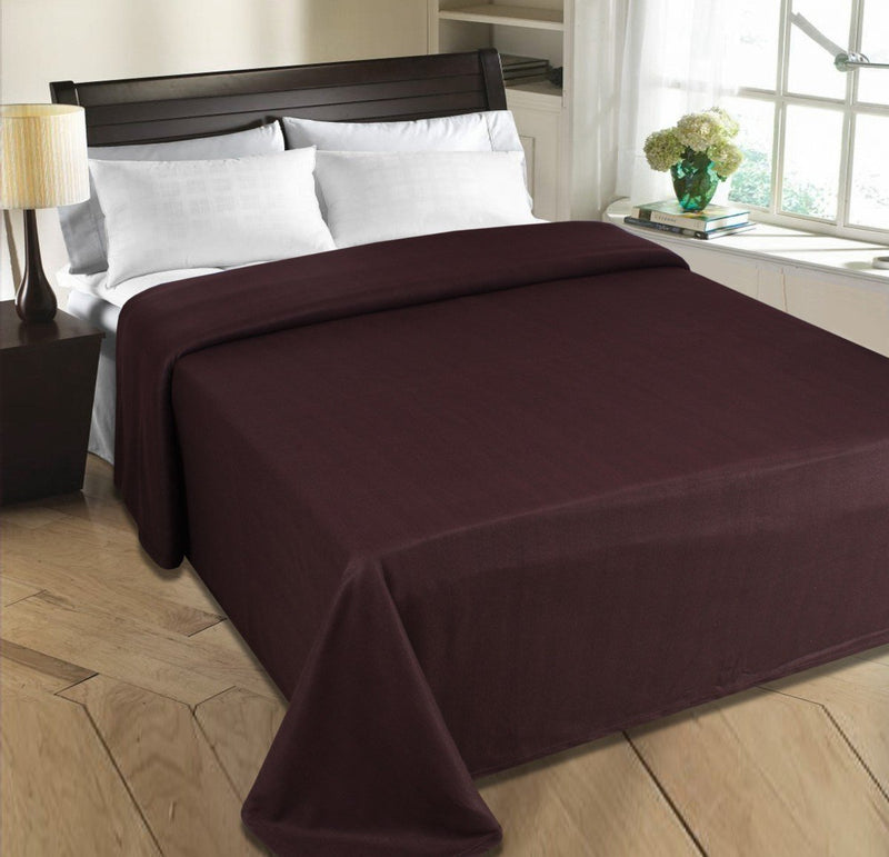 GOYAL'S ® Double Polar Fleece Plain AC Blanket - Coffee