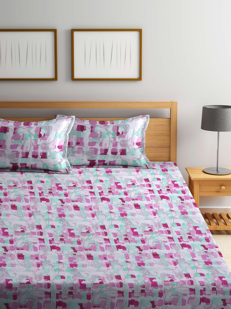 Bombay Dyeing 100% Pure Cotton California (Super) King Size BedSheet (274x274 cm or 108x108 Inch or 9x9 Foot Approx) with Two Pillow Covers