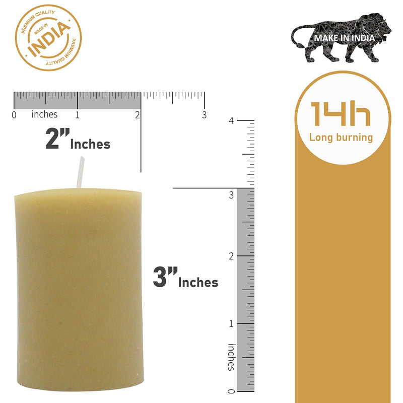 Star Light Candles Natural 100% Pure 2"x3" Bees Wax Candle (5 cm x 7.5 cm, Set of 1, SL-62)