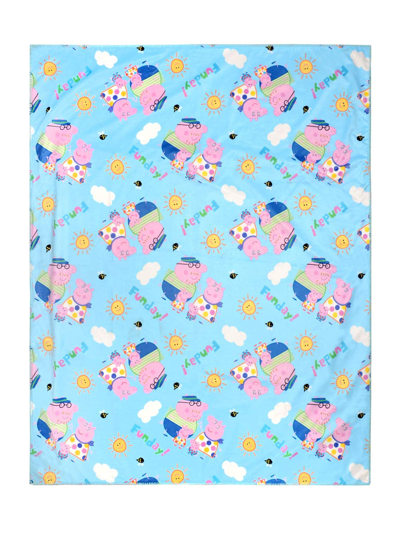 SARAL HOME EASY LIVING Velvet Peppa Pig Reversible Blanket - 125x150 cm, Turquoise