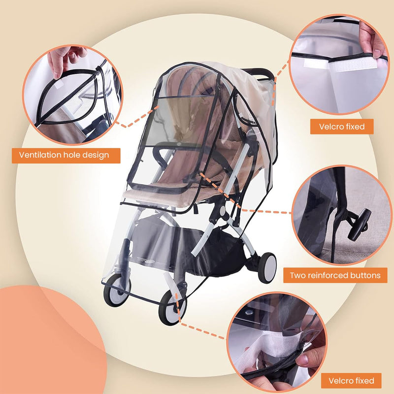 SNOWIE SOFT® Baby Stroller Rain Cover Universal Waterproof Windproof Rainproof Stroller Cover for Winter with Open Window, Baby Stroller Cover Protect from Sun Dust Snow, EVA Stroller Accessories