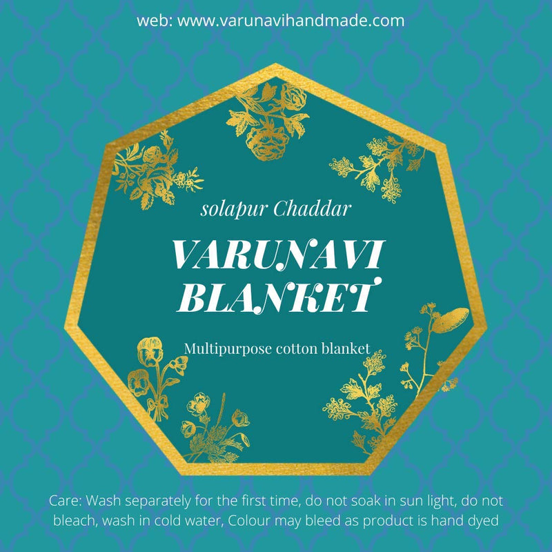 Varunavi Solapuri Chaddar Floral Peacock Double Blanket Bedspread Bed Sheet 72 in X 100 in (182X254 Cms) (Maroon)