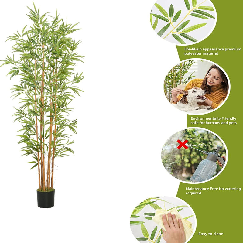 ARICKDECOR Artificial Bamboo Tree, 6ft Fake Bamboo Silk Plant with Basket, Tall Faux Trees in Pot for Restaurant Home Office Decoration