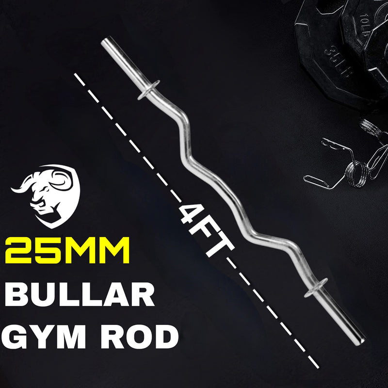 BULLAR Weight Lifting Rod, 4Ft Curl Rod, Chrome Plated Steel Gym Rod, Weight Lifting Bar |Gym Bar |Gym Rod | Rods Combo |Fitness for Exercise, Fitness & Home Gym (25MM)