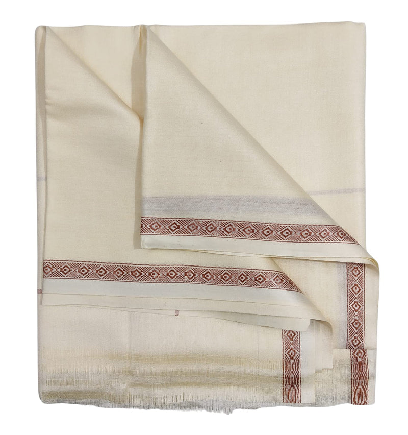 Arvore Bunkaar 100% Organic Desi Cotton Pure Handloom Soft Bhagalpuri Chadar/Summer Blanket/Khes/Top Sheet/AC Blanket in and Size- 240cm X 120cm (Cream with Design Border) (1)