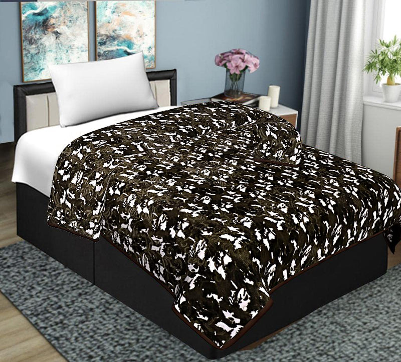 Spangle Microfiber Printed Floral Self Warm Soft Luxurious 480 TC Mink Single Bed Blanket (Green/Olive, Single)