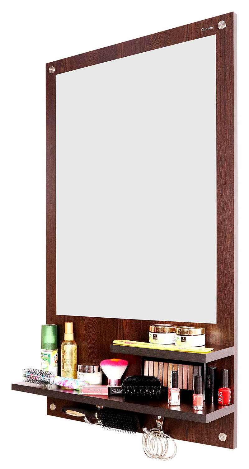 Captiver Cabinet Engineered Wood Wall Mount Dressing Table Mirrors Organizer (54x14x91 CM, Wenge) Women Girls Living Room Bedroom Bathroom Makeup Accessories Organiser