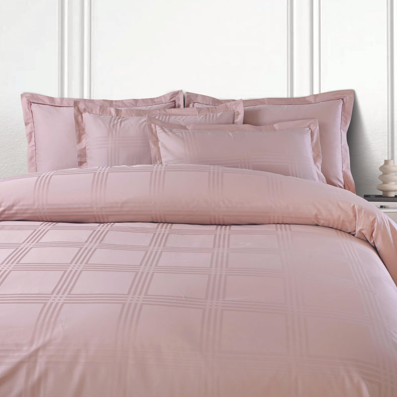 Malako Amalfi Jacquard Blush Pink 100% Cotton King Size Bedsheet with 2 Pillow Covers