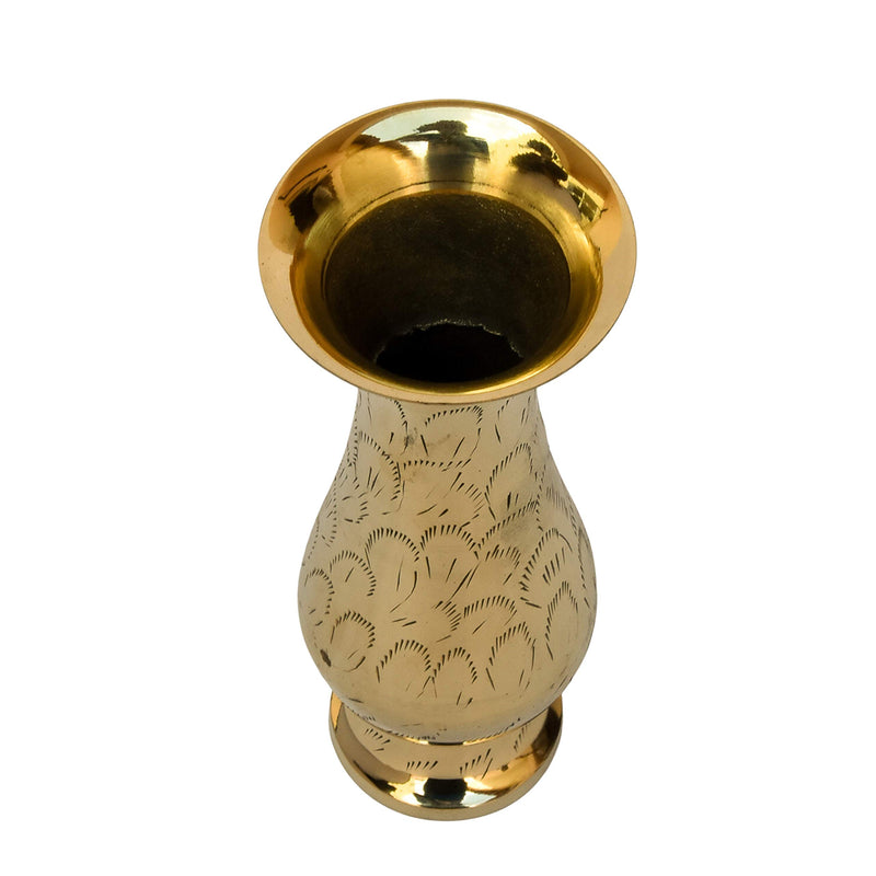 Bhimonee Decor Pure Brass Bidri Work Flower Vase 8"