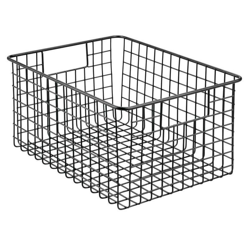 shiok decor™Multipurpose steel organizer Baskets with Handles - for Kitchen Cabinets, Pantry, Bathroom, Laundry Room, Closets, Garage, 10" x 10" x 5.5" - black