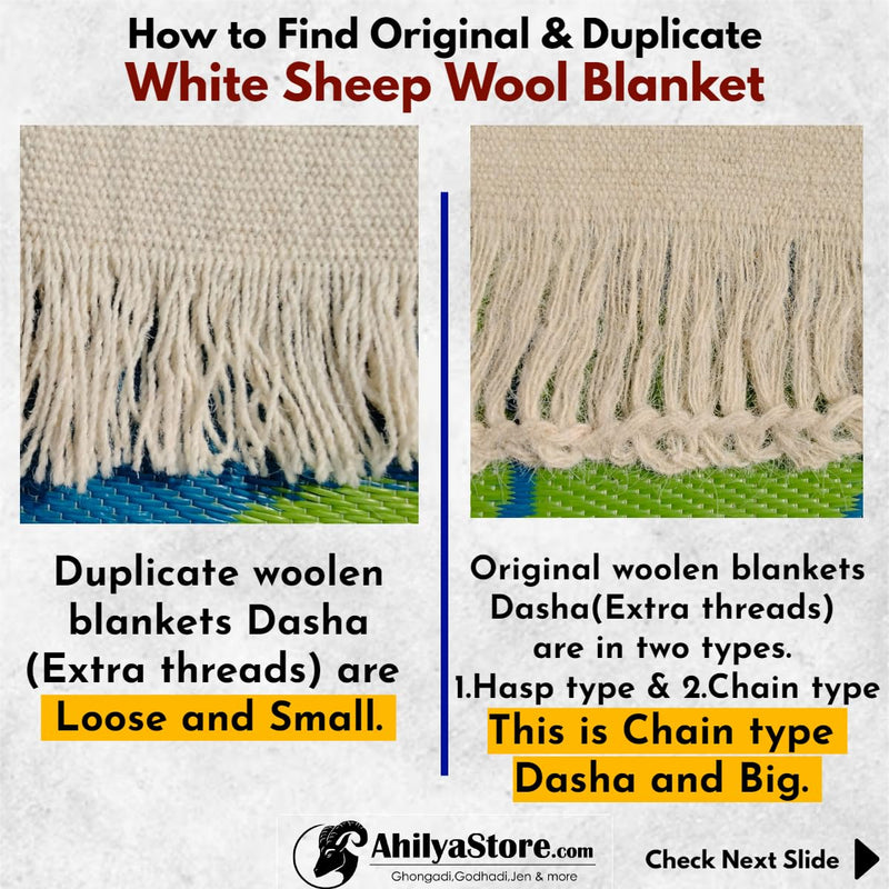 AhilyaStore - Original Handmade White Ghongadi(Jawal) - 100% Sheep Wool - Sheep Wool Blanket