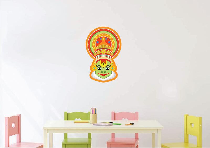 VVWV Kathakali Wall Sticker for Home Decor Living Room Bedroom Play School Printed Wall Stickers L x H 50 x 80 Cms