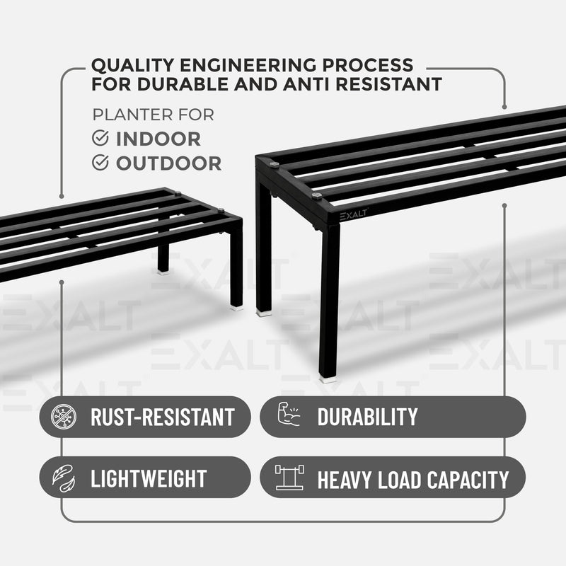 EXALT® Plant Stand for balcony (27 Inches) | Planter stand for living room | Pot stand for outdoor/Indoor plants Heavy Duty Metal Stands (Set of 2)