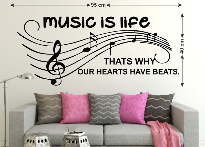 Wallstick Music is Life wallstickers (Vinyl 95 cm x 40 cm)