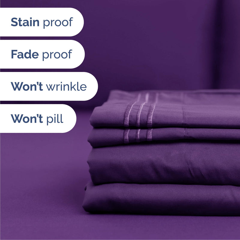 California King , Purple : California King Size Sheet Set - 4 Piece Set - Hotel Luxury Bed Sheets - Extra Soft - Deep Pockets - Easy Fit - Breathable & Cooling - Wrinkle Free - Comfy – Purple Plum Bed Sheets - Cali King