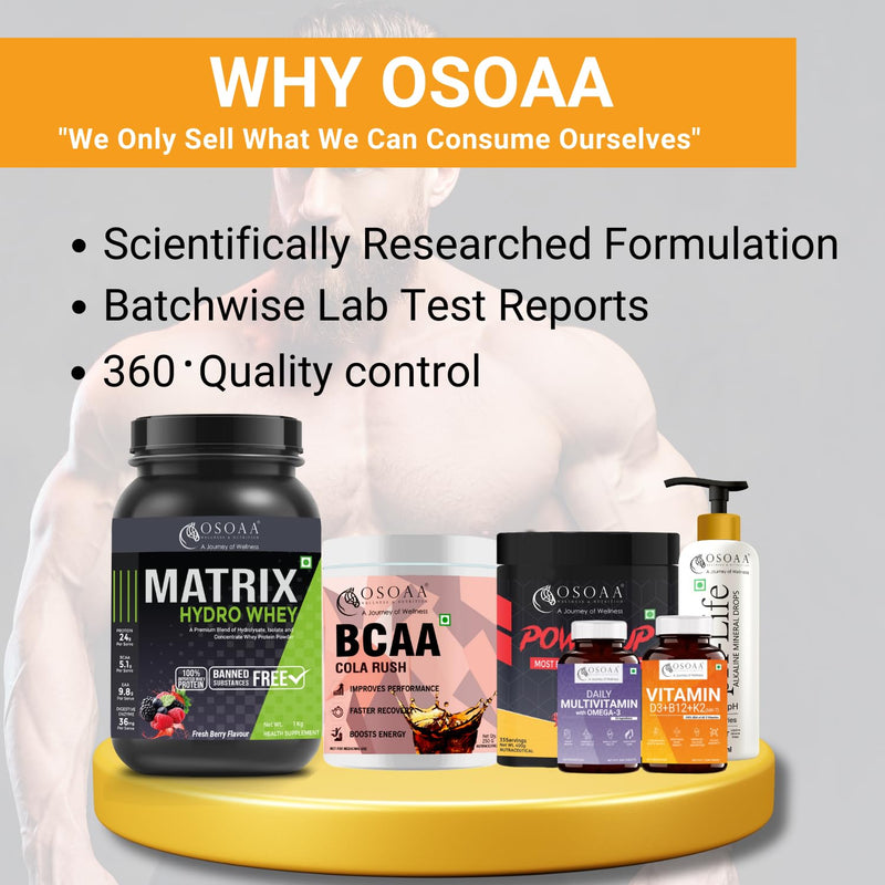 OSOAA Creatine Monohydrate "Creapure" Germany Certified (100 Gm) | Lab Tested & Fssai Approved |Boosts Strength & Athletic Performance | Muscle Repair & Recovery| Unflavoured Powder