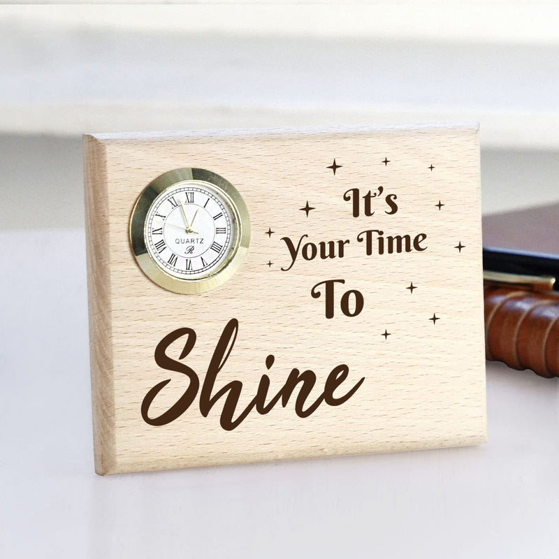 Graphicalmela Wooden Table Clock Best time/Personalized Table Clock Name Gift with Congratulation for mom dad Uncle Aunty boss Friend Office Colleagues Boyfriend Girlfriend Sister