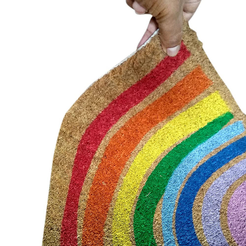 Mats Avenue Coir and Latex Backed Half Round Rainbow Pattern Door mat Multicolor 50X90 CM