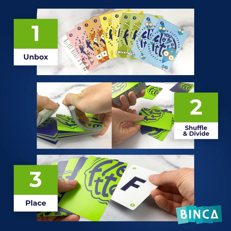 Binca Fletter Word Game, Card Game for All Ages Kids, Teens and Adults, Improves Vocabulary in a Fun Way, Perfect Gift for Ages 5,6,7,8 (2-4 Player)