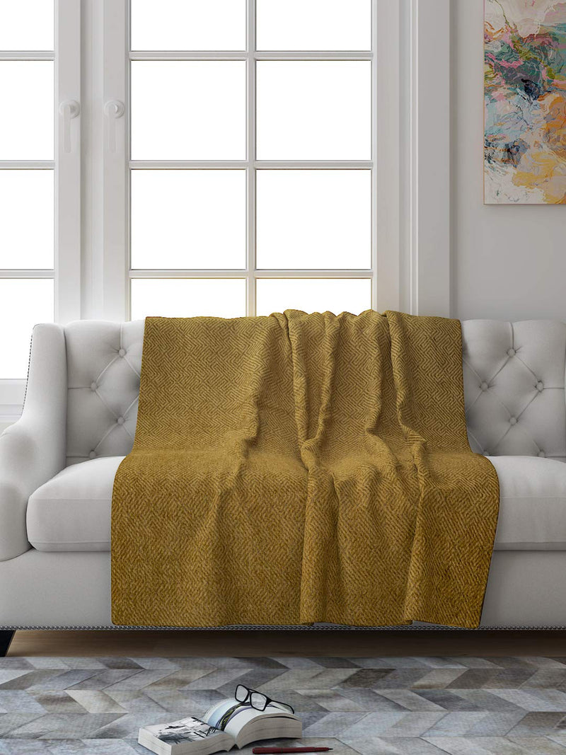 Saral Home Chenille 2 Seater Sofa Cover Throw (Gold, 140x160 cm)