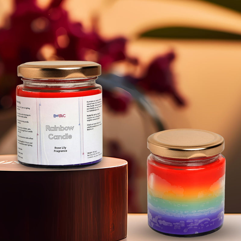 BEUNIC Rainbow Scented Jar Candle|Pride LGBTQ+ Fragrance|Birthday Gift|Home Decor|Candle for Rainbow Enthusiasts| Pack of 2