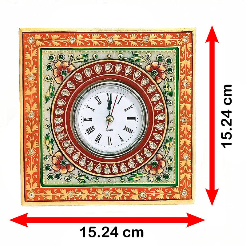 Handicraft Kingdom Table Clock for Kids Room Girls & Boys for Birthday Gift with Laxmi Ganesh Chowki| Approx Size (6 x 6 Inch) & Wt (600 Gm) Pack of 4