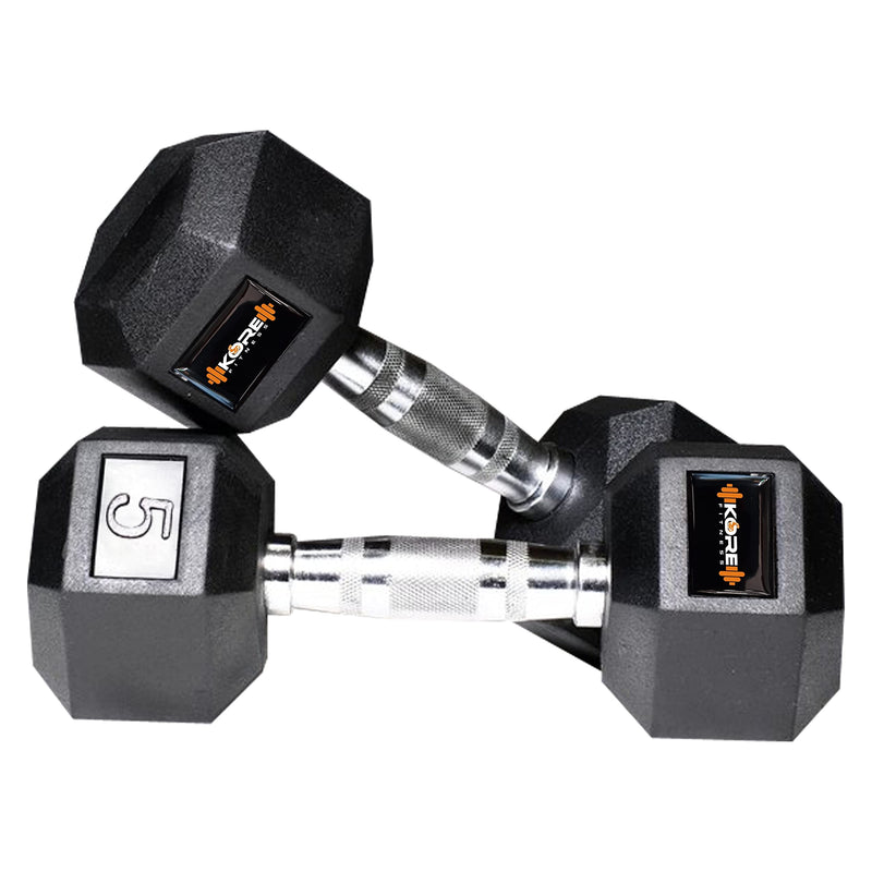 Kore Rubber Dm-Hexa-5Kg-Combo16 Dumbbells Kits, Black