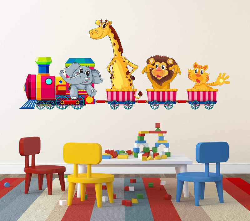 Tuffuk Jungle Train Large Vinyl Wallstickers for Home Decorations(80 cm x 40 cm)5TZ286