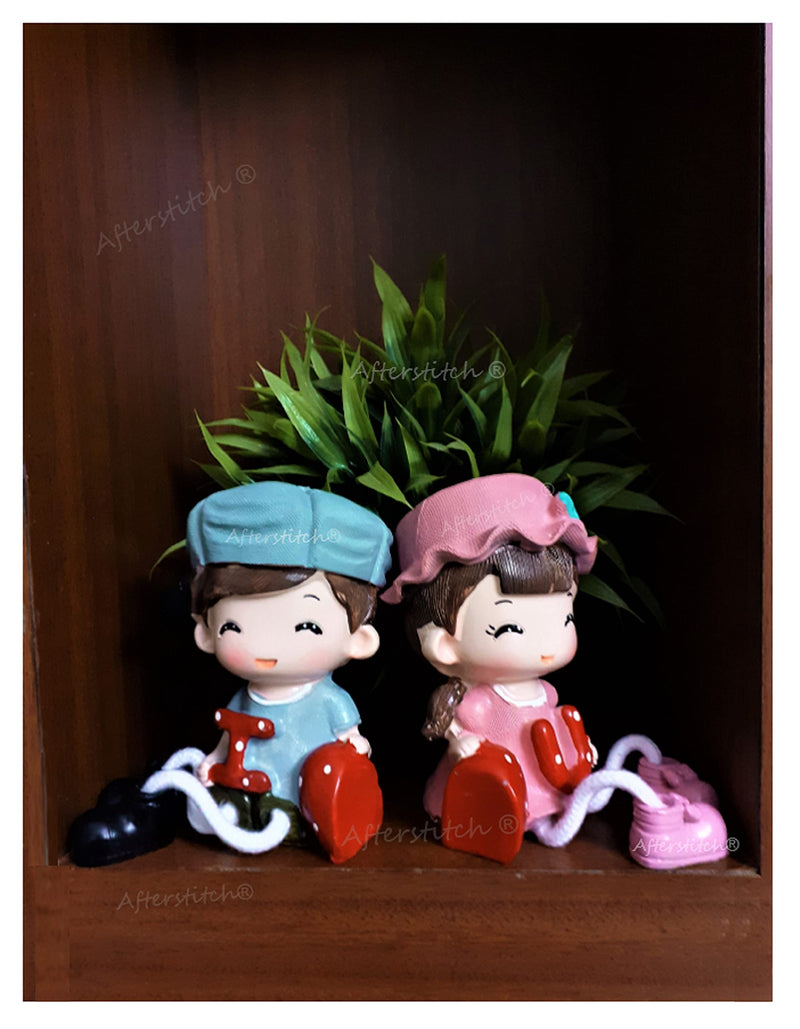 Decoration Homey Cute Couple Hanging Legs Resin Showpiece (Pair of 2, Multi, Large)