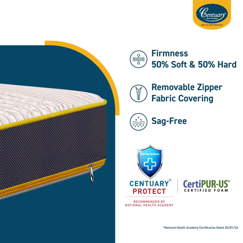 Centuary Mattresses Sleepables 5-Inch Double Size Dual Comfort Hard and Soft Reversible Roll Pack High Resilience (HR) Foam Mattress (72x48x5)