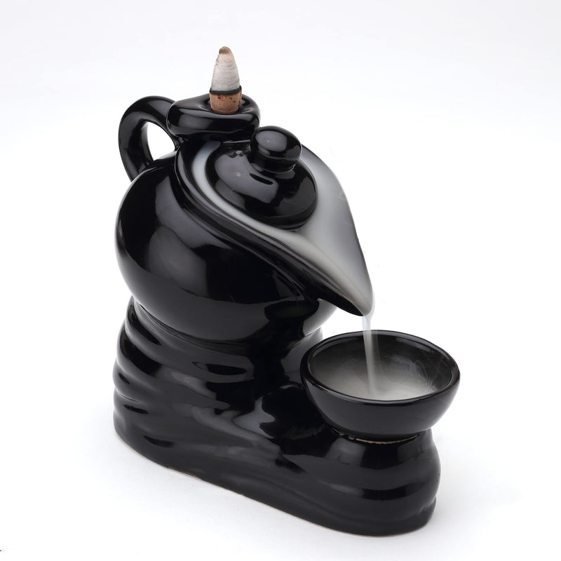 Bodhi House Ceramic Smoke Dropping Fountain Backflow Incense Holder with 20 Incense Cones | Home Decor, Gift | Incense Burner Decorative Showpiece | Aromatherapy (Kettle)