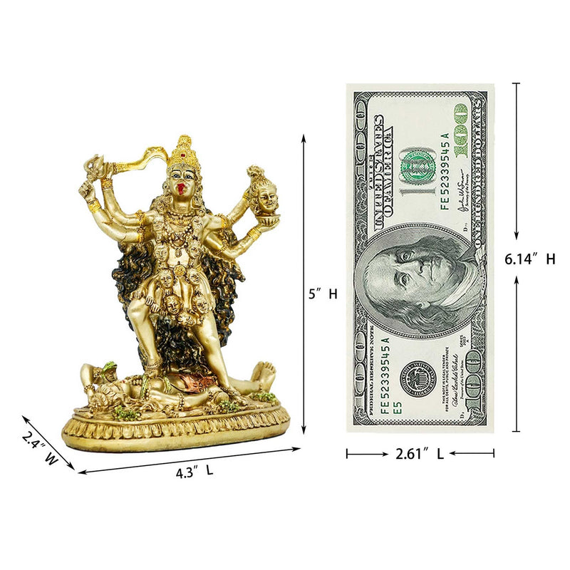 BangBangDa Hindu Goddess Kali Statue Sculpture - Indian God Decorative Antique Idol - India Goddess of Time and Death Figurine Murti Pooja Puja Buddha Temple Mandir Decor